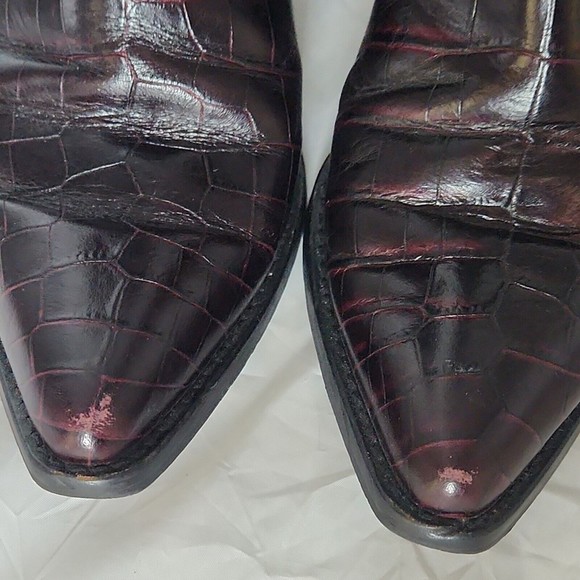 ZARA WOMAN‎ Animal crocodile Print Cowboy Style Boots (Booties) burgundy SZ 36 - Picture 5 of 9